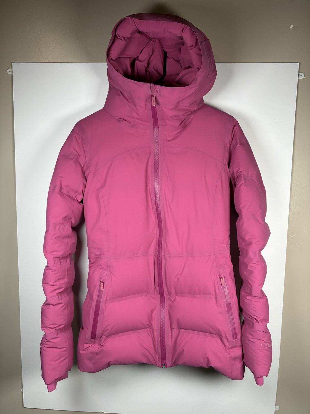 Lululemon 4 Sleet Street Hooded Down Jacket Pink 600 Fill Goose Puffer Winter